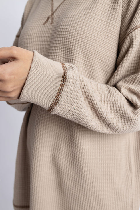 Waffle Knit Extreme Oversize Sweatshirt